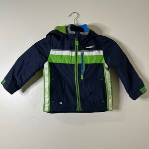 London Fog Toddler Boys 3T Navy Blue Green Hooded Jacket